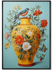 Постер на холсте China porcelain vase with bird 75X105 CM