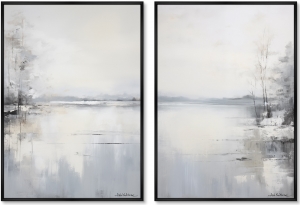 Набор из двух постеров на холсте Landscape collection Winter lake 75X105 / 75X105 CM