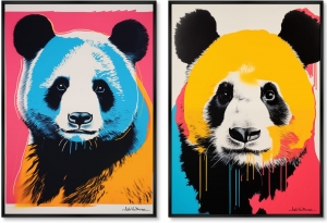 Набор из двух постеров на холсте Panda 75X105 / 75X105 CM