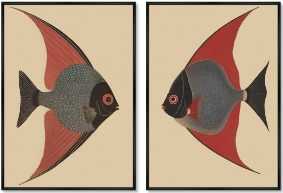 Набор из двух постеров на холсте Angel Fish 75X105 / 75X105 CM 1