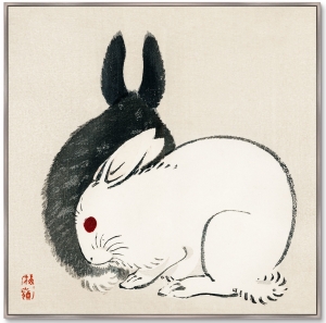 Постер Black and white rabbits 105X105 CM