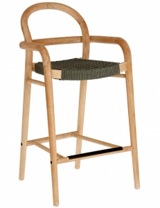 Полубарный стул из эвкалипта Sheryl 54X52X100 CM зелёного цвета