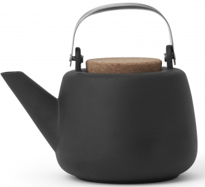 Фарфоровый чайник с крышкой из пробки Nicola 1200 ml графитового цвета